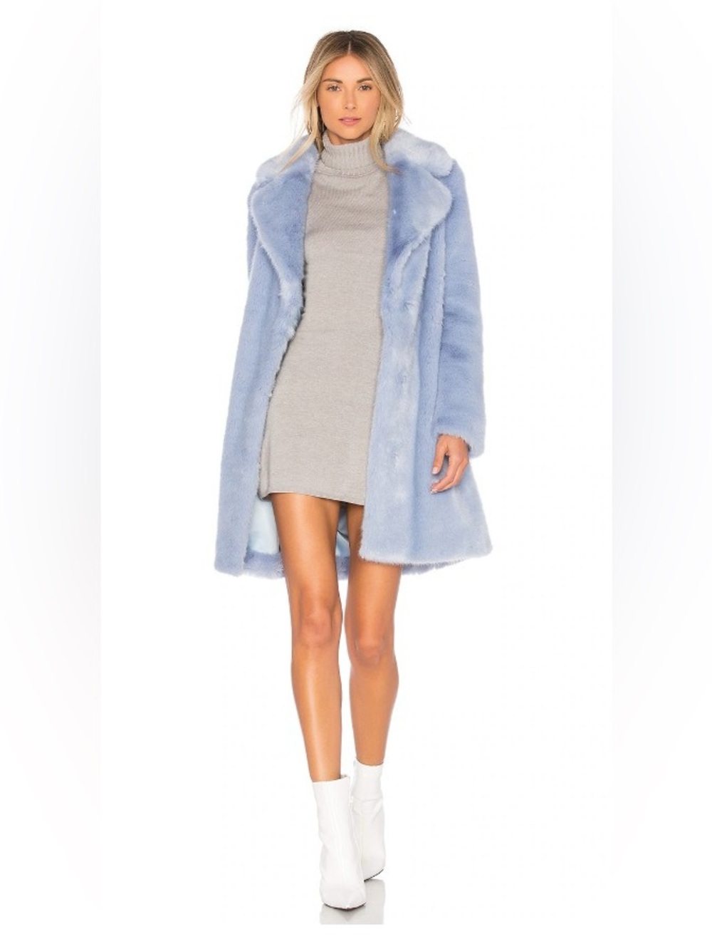 NWOT Lovers + Friends “Romy”  Faux Fur Coat in Topaz - Size M